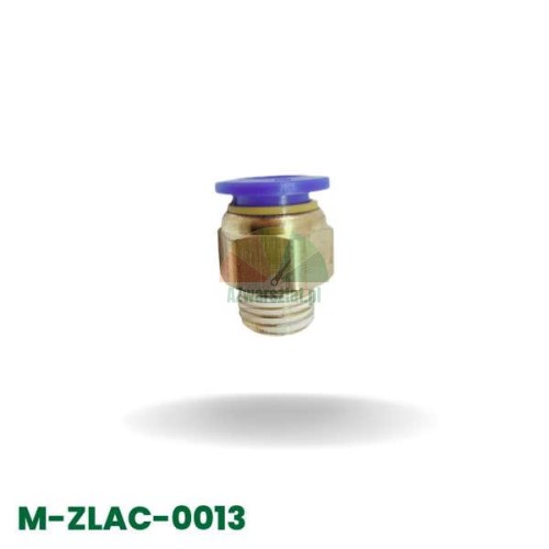 Mosiężny łącznik pneumatyczny wtykowy (szybkozłączka) na przewód 10mm z gwintem zewnętrznym 12,7mm.