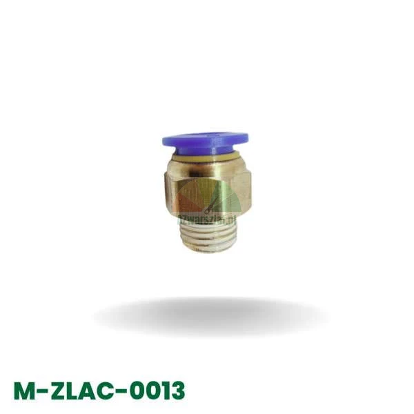 Mosiężny łącznik pneumatyczny wtykowy (szybkozłączka) na przewód 10mm z gwintem zewnętrznym 12,7mm.