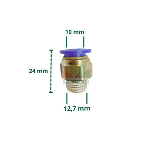 Łącznik pneumatyczny prosty, wtyk 10mm, gwint 12,7mm