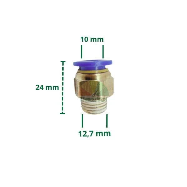 Łącznik pneumatyczny prosty, wtyk 10mm, gwint 12,7mm