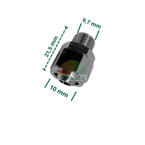 Złączka pneumatyczna: przewód 10mm na gwint 9,7mm.