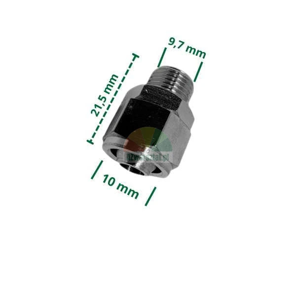 Złączka pneumatyczna: przewód 10mm na gwint 9,7mm.