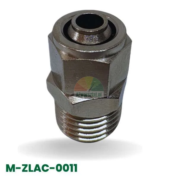 Prosty łącznik pneumatyczny (szybkozłączka) do przewodu 8mm z gwintem zewnętrznym 12,7mm (M-ZLAC-0011).