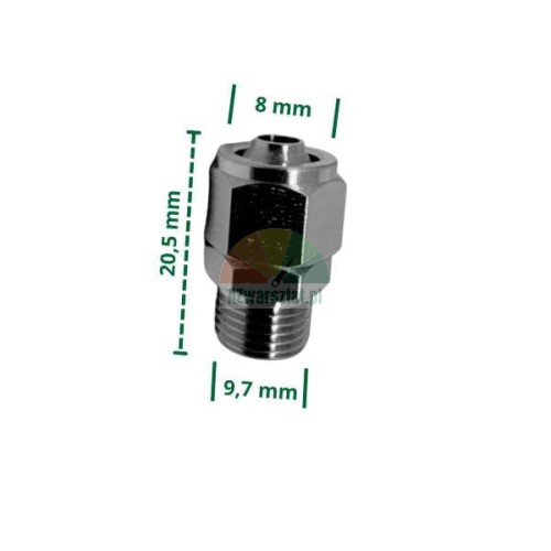 Złączka prosta 8mm - gwint 9,7mm