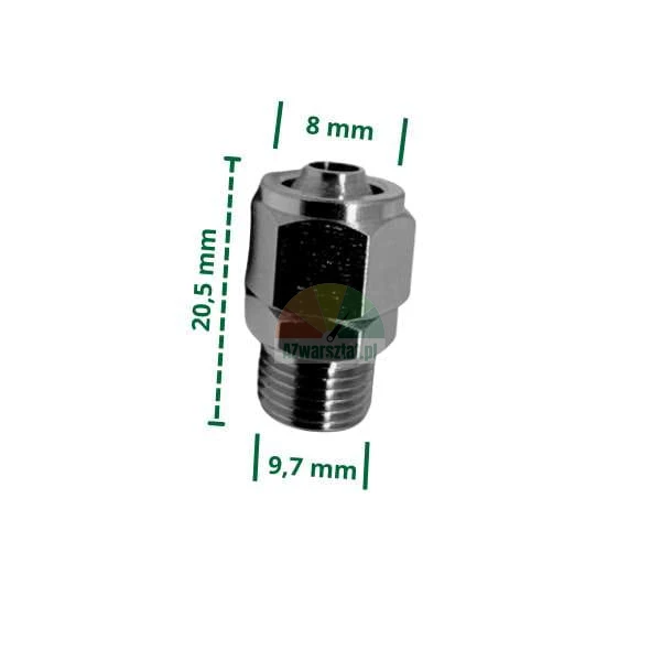 Złączka prosta 8mm - gwint 9,7mm