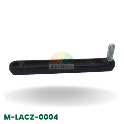 Łącznik mechanizmu pedała. Czarny drążek z gniazdem i gwintowaną szpilką, model M-LACZ-0004.