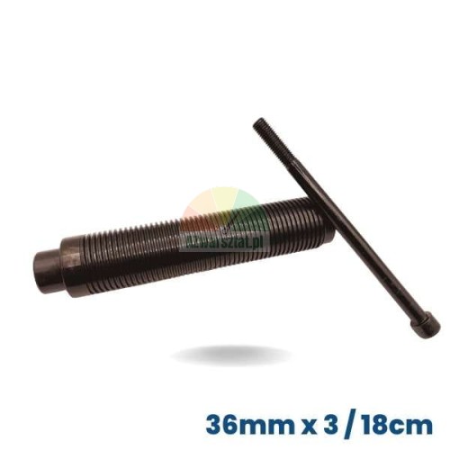 Wał wyważarki 36mm/18cm z gwintem, czarny, do maszyn wulkanizacyjnych.