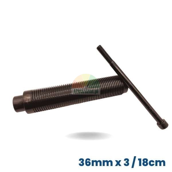 Wał wyważarki 36mm/18cm z gwintem, czarny, do maszyn wulkanizacyjnych.