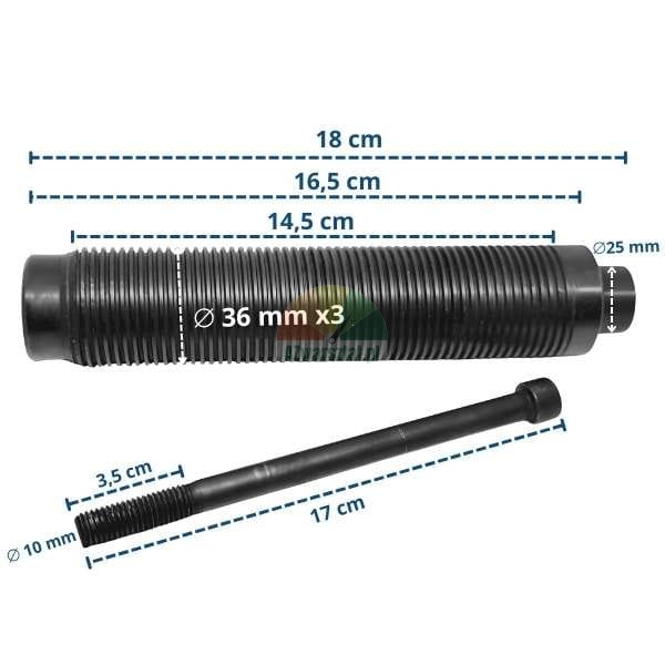 Wał wyważarki 36mm/18cm z osłoną i śrubą.