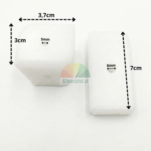 Ślizg podnośnika kostka z dziurkami 7 x 3,7 x 3 cm