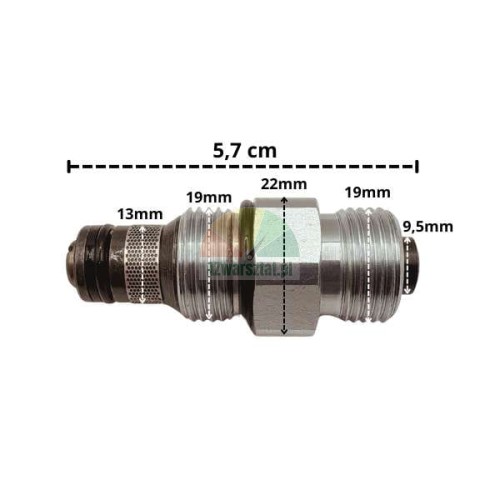 Zawór bezpieczeństwa podnośnika 13mm G19mm z wymiarami