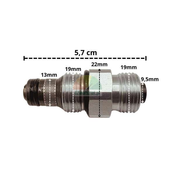 Zawór bezpieczeństwa podnośnika 13mm G19mm z wymiarami
