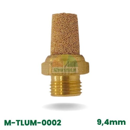 Mosiężny tłumik hałasu i filtr powietrza G1/8 cala ze spieku brązu, model M-TLUM-0002, średnica 9,4 mm