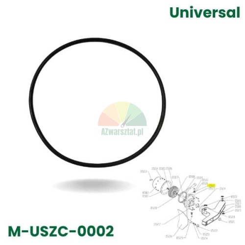 Uszczelka siłownika odbijacza typ O-ring 186mm, czarna gumowa uszczelka okrągła na tle schematu technicznego.