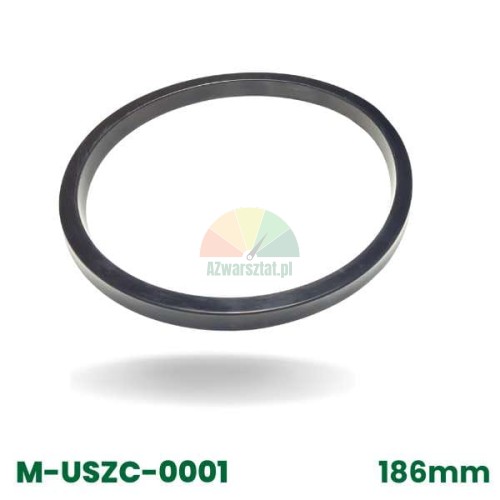 Czarna uszczelka gumowa o wymiarach 186x12x9 mm do siłownika odbijacza o średnicy 186 mm.