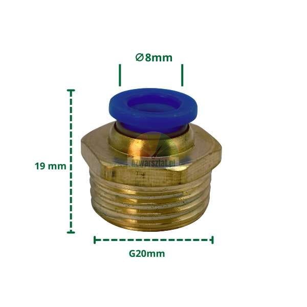 Złączka pneumatyczna prosta G20mm / 8mm