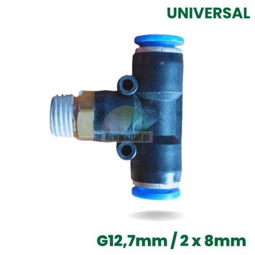 Złączka pneumatyczna typu T G12,7mm / 8mm / 8mm z gwintem i szybkozłączkami.