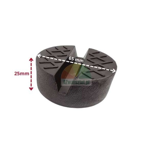 Czarna gumowa podkładka pod lewarek o średnicy 65 mm i wysokości 25 mm