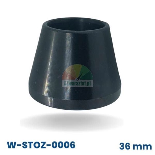 Czarny stożek centrujący do wyważarki 36 mm, najmniejszy model o zakresie 4,4 cm - 6,2 cm.
