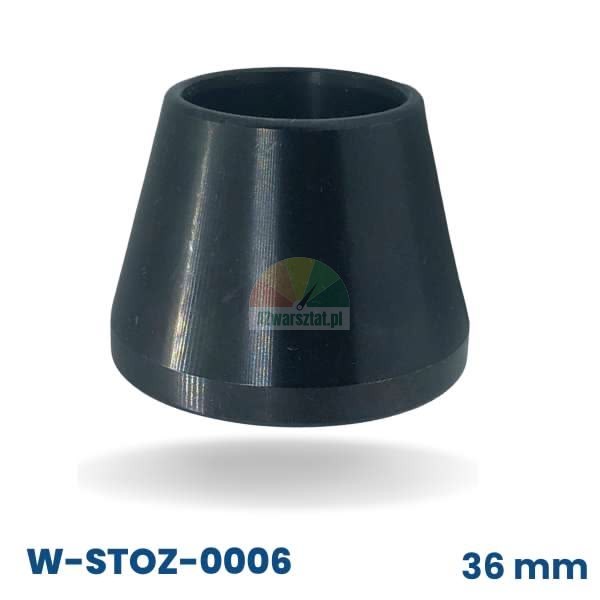 Czarny stożek centrujący do wyważarki 36 mm, najmniejszy model o zakresie 4,4 cm - 6,2 cm.