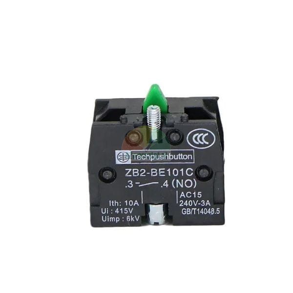 Styk zwierny NO Techpushbutton ZB2-BE101C, czarny blok stykowy z zielonym elementem
