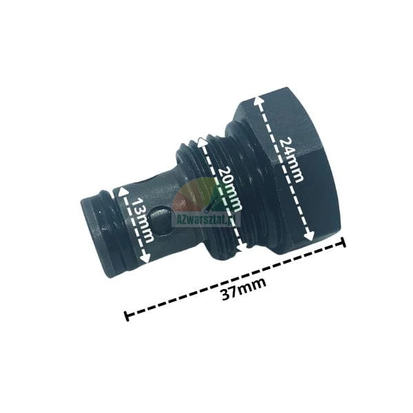 Zawór zwrotny gwint 20mm z wymiarami technicznymi