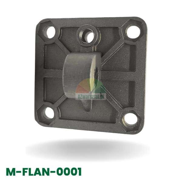Flansza montażowa siłownika z uchem (7,8cm) model M-FLAN-0001, kwadratowa metalowa podstawa z czterema otworami.