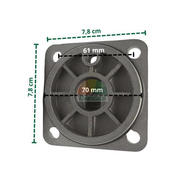 Flansza montażowa siłownika z uchem 7,8x7,8 cm z wymiarami technicznymi