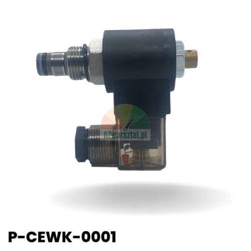 Cewka elektromagnetyczna z zaworem opuszczania 24 DC P-CEWK-0001, czarna obudowa i przezroczysta wtyczka z diodą LED