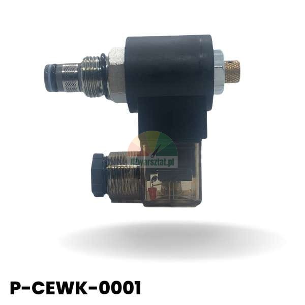 Cewka elektromagnetyczna z zaworem opuszczania 24 DC P-CEWK-0001, czarna obudowa i przezroczysta wtyczka z diodą LED