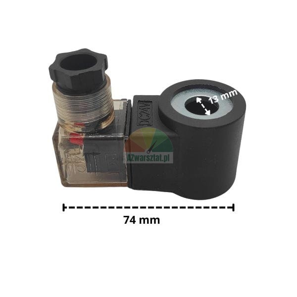 Cewka elektromagnetyczna 24V DC z zaworem opuszczania, wymiary 74 mm i 13 mm