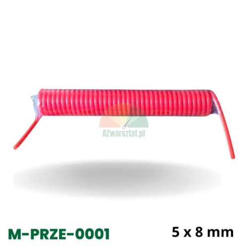 Czerwony spiralny przewód pneumatyczny 6m 8mm