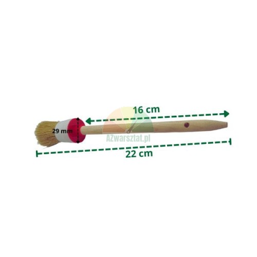 Okrągły pędzel do detailingu 30mm z drewnianym trzonkiem i wymiarami