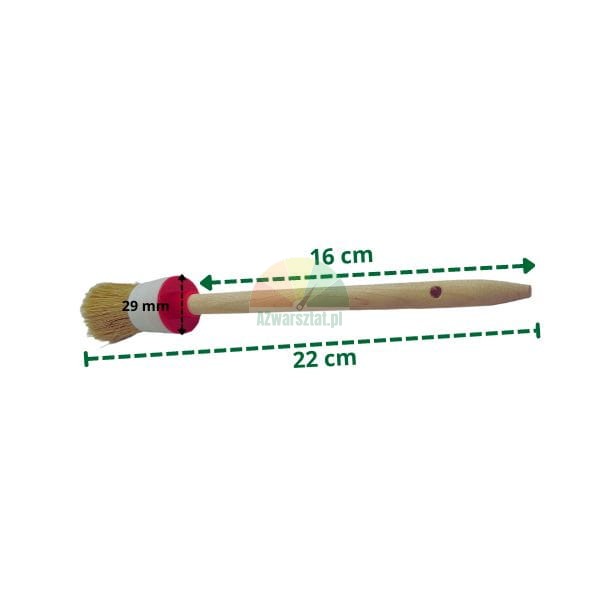 Okrągły pędzel do detailingu 30mm z drewnianym trzonkiem i wymiarami