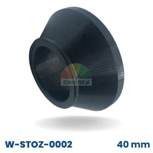 Czarny stożek do wyważarki kół o średnicy 40mm, zakres 5,2cm - 8cm, drugi najmniejszy, model W-STOZ-0002.