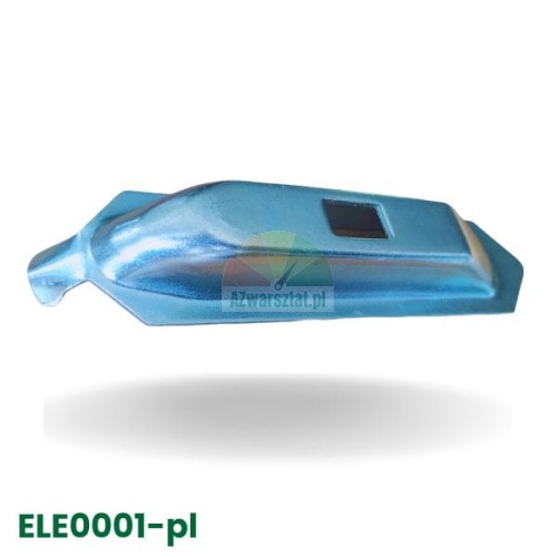 Metalowy element prowadnicy do szczęki montażownicy Typ A o niebieskim odcieniu.