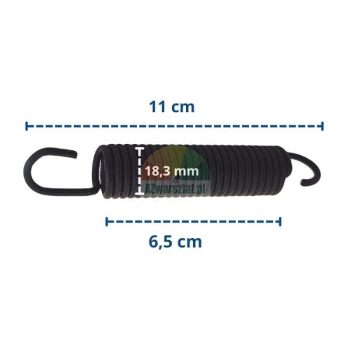 Czarna sprężyna naciągowa 11cm typ B z wymiarami