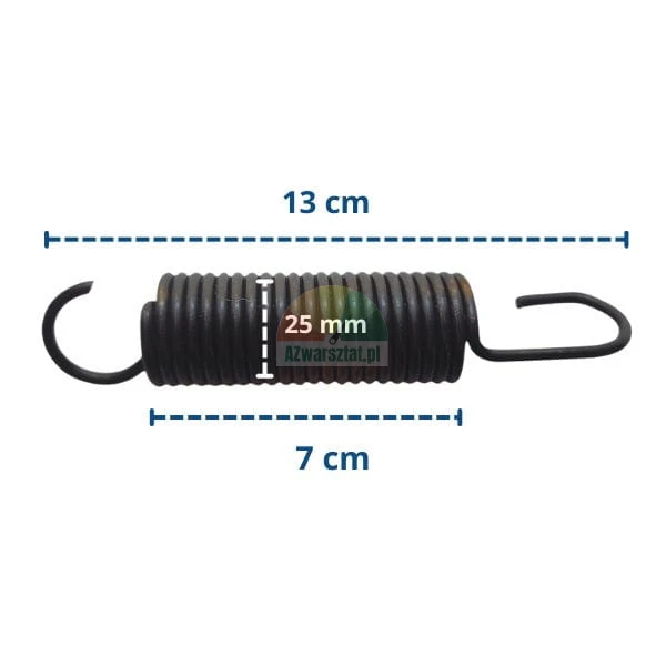 Sprężyna wyważarki 13 cm o średnicy 25 mm i długości zwojów 7 cm