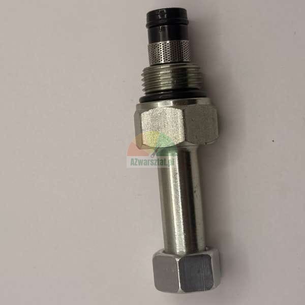 Metalowy element hydrauliczny z gwintem, uszczelką i filtrem siatkowym na jasnym tle.