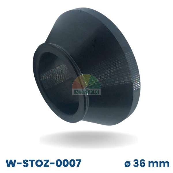 Czarny stożek centrujący do wyważarki kół o średnicy wałka 36mm i zakresie od 52 do 80mm