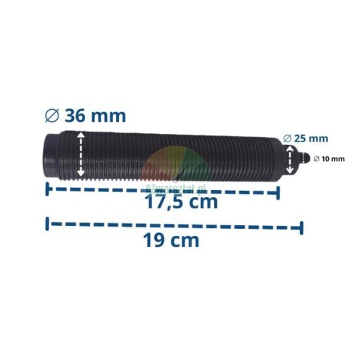Gwintowany wał do wyważarki 36mmx3 TYP A z wymiarami 19cm i 17.5cm
