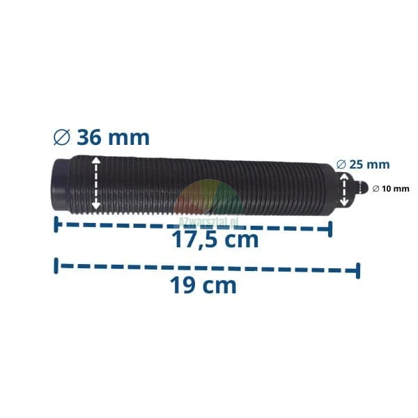 Gwintowany wał do wyważarki 36mmx3 TYP A z wymiarami 19cm i 17.5cm