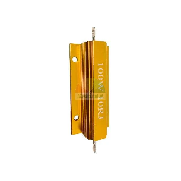 Złoty rezystor mocy 100W 10 Ohm w obudowie aluminiowej z radiatorem