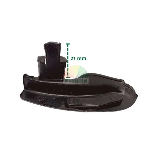 Czarny element plastikowy z wymiarem wysokości 21 mm