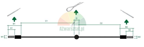 Uniwersalna stalowa lina z oczkiem do podnośnika czterokolumnowego - schemat techniczny