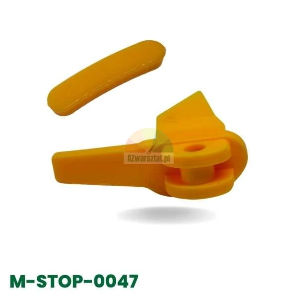 Zestaw dwóch żółtych osłon plastikowych Typ W+ oznaczonych symbolem M-STOP-0047.