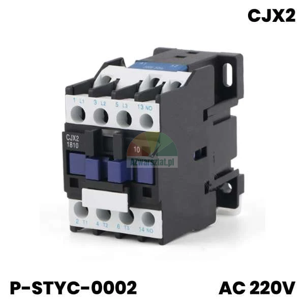 Stycznik silnikowy CJX2-1810 220V AC do sterowania silnikami elektrycznymi.