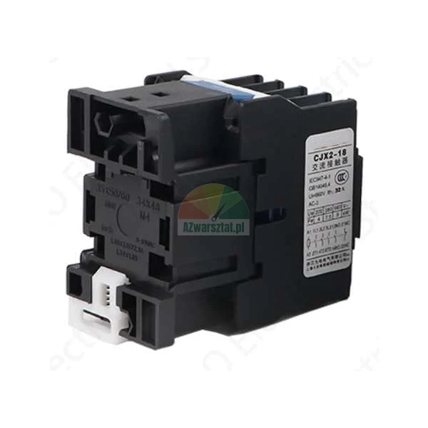 Czarny stycznik prądu zmiennego CJX2-18, przemysłowy komponent elektryczny do sterowania silnikami.