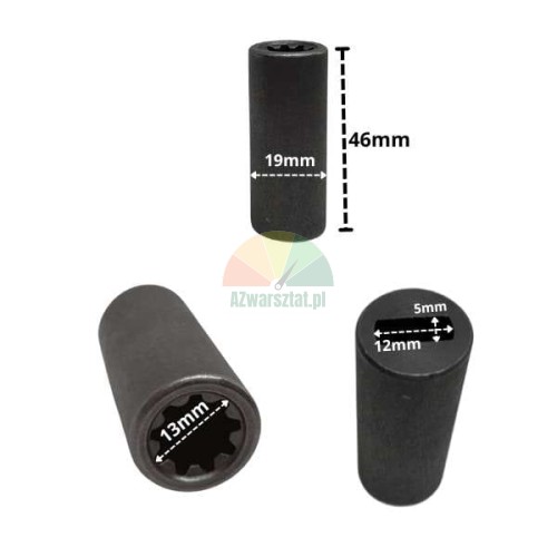 Adapter silnika (sprzęgiełko) 12mm z wymiarami