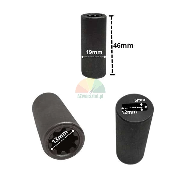 Adapter silnika (sprzęgiełko) 12mm z wymiarami